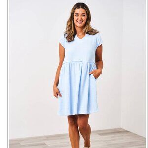 Latched Mama Coastline Cotton Zip Nursing Maternity Dress Skyblue Size Small NWT